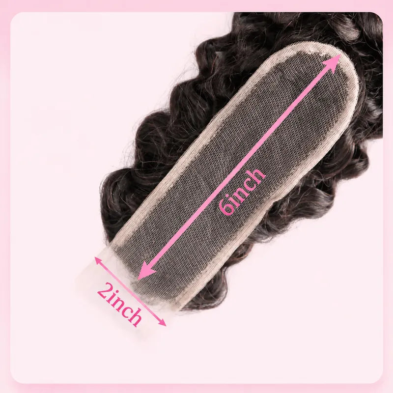 2x6 HD transparent lace closure back detail showing breathable lace construction, soft lace base and secure installation design