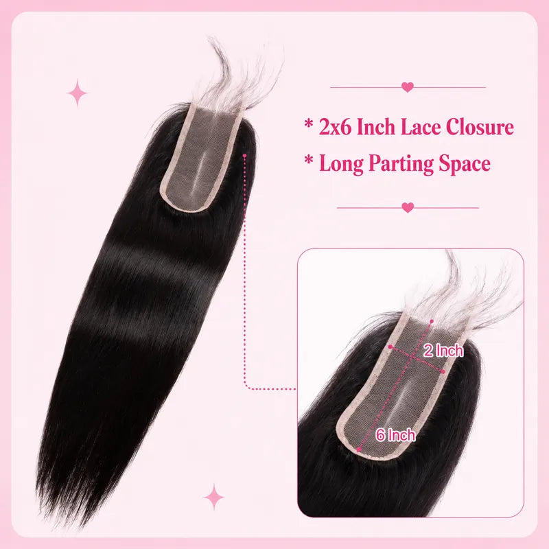 Back view of 2x6 lace closure showing breathable lace base, secure construction and comfortable wear design