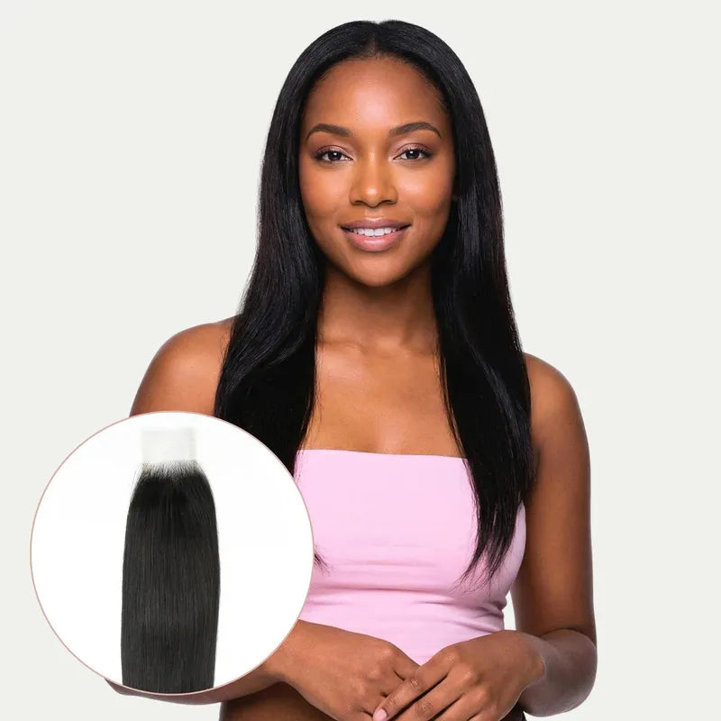 2x6 lace closure human hair featuring a realistic scalp appearance, straight texture and flawless natural finish