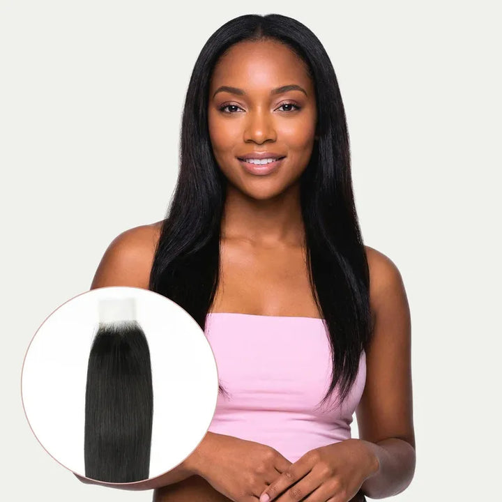 2x6 lace closure human hair featuring a realistic scalp appearance, straight texture and flawless natural finish