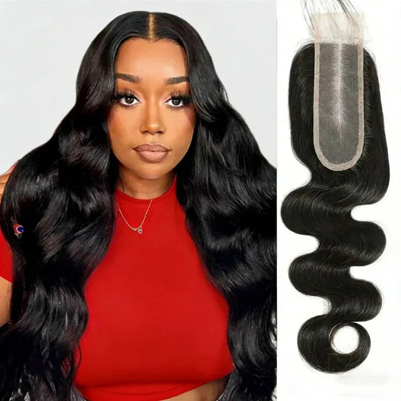 2x6 lace closure human hair featuring a natural scalp appearance, seamless lace blending and elegant body wave texture