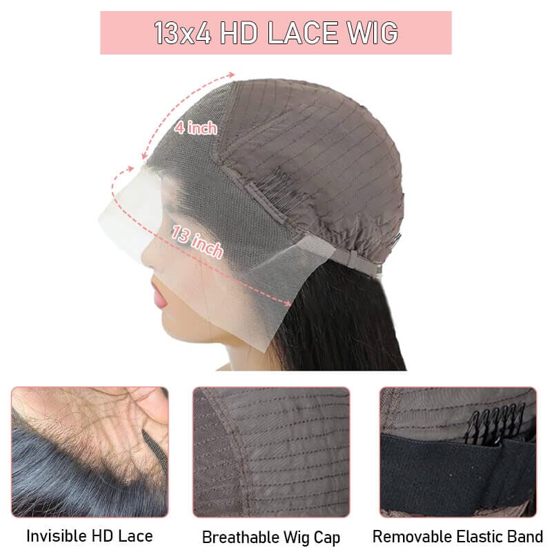 Aligrace 13x4 HD Invisible Lace Straight Wigs Human Hair