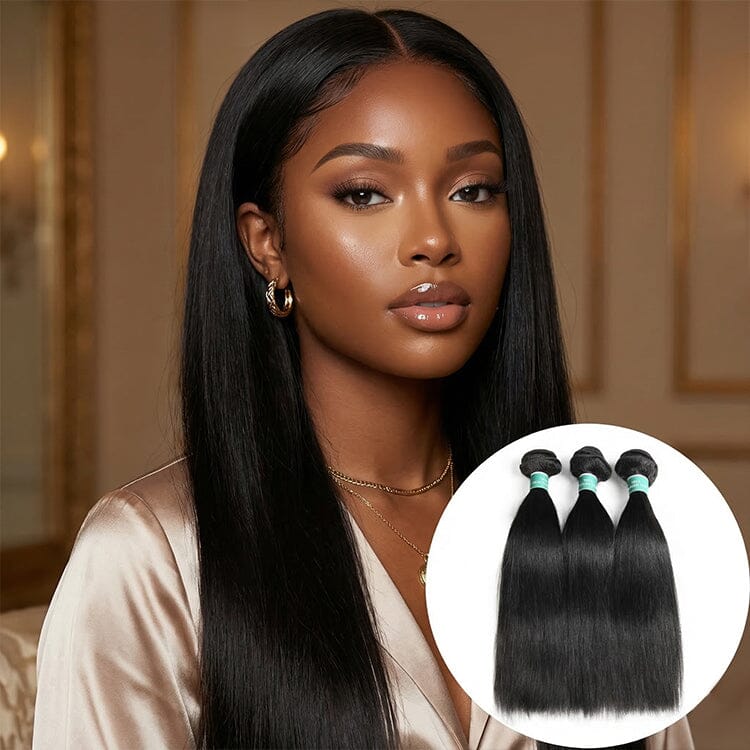 Ali Grace 3 Pcs Straight Human Hair Weaves Straight Hair Bundles AliGrace 