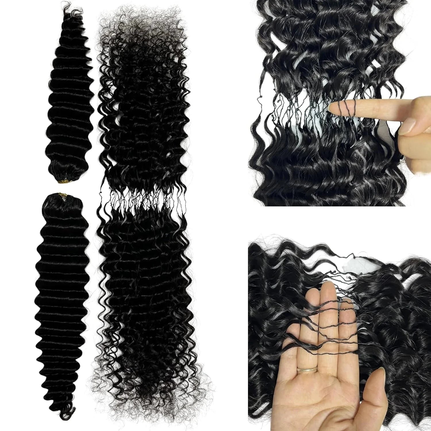 Aligrace Hair Deep Wave Pre-Separated Knotless Crochet Hair Extension Natural Color Feather Soft 100% Human Hair AliGrace 