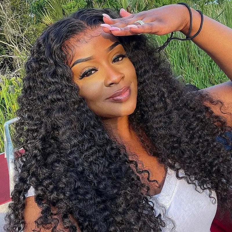 360 circular lace curly wig with bleached knots, realistic hairline and soft curly texture for an elegant everyday hairstyle