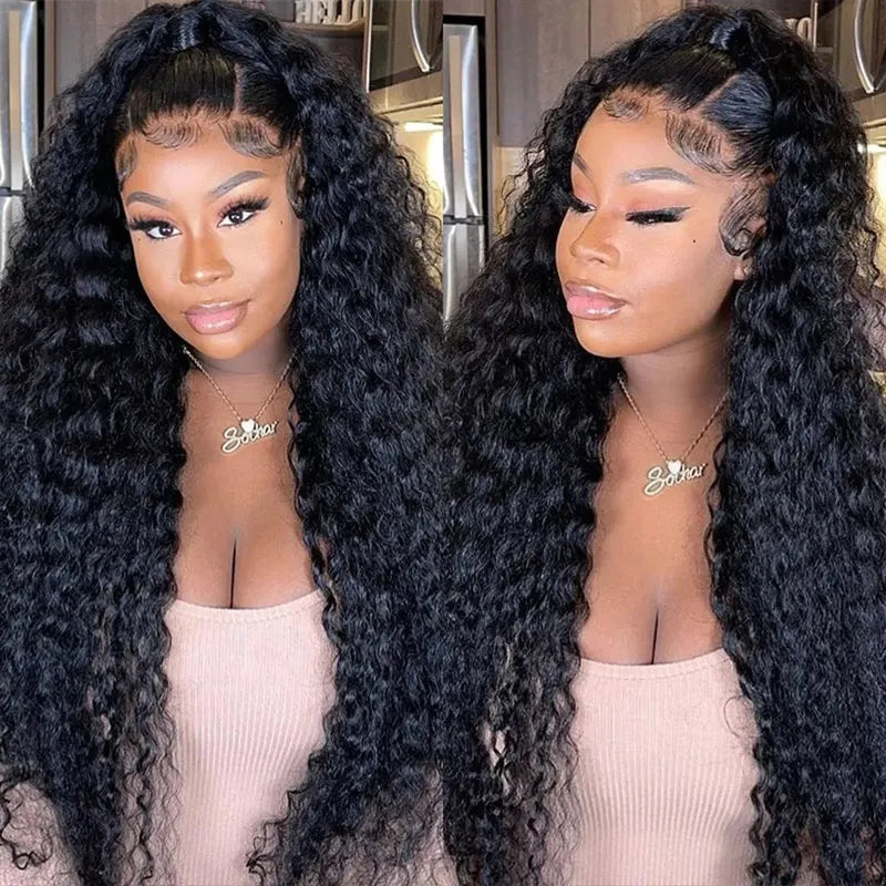 360 lace front deep wave wig with a seamless hairline, natural density and realistic lace blending for a flawless finish