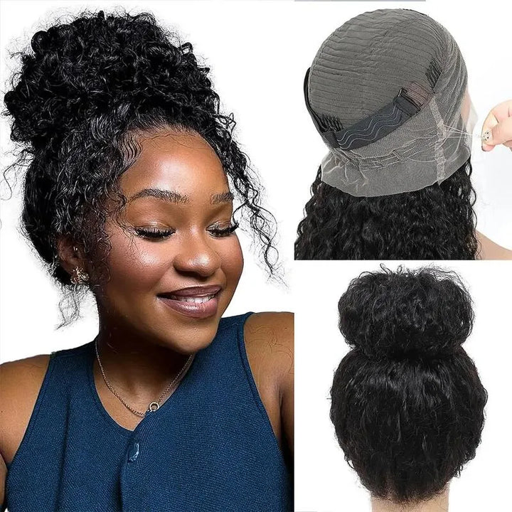 360 lace water wave wig with detailed lace cap construction, bleached knots, breathable design and a natural-looking hairline