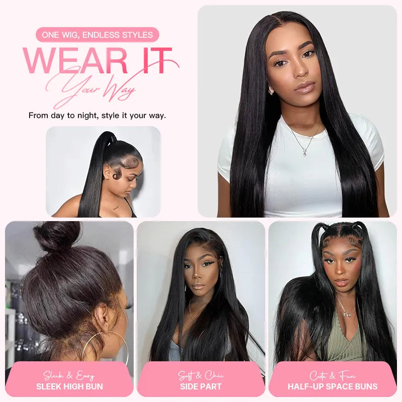 360 lace wig in straight texture with sleek, smooth, and natural-looking hair