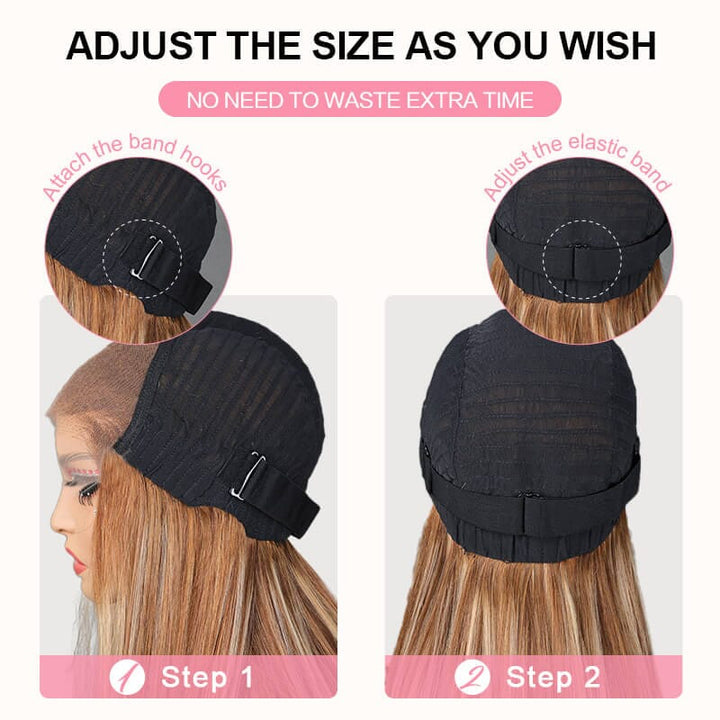 Aligrace Pre Bleached Tiny Knots 6x5 Pre-Cut Lace Straight P6/22 Color Wear &amp; Go Glueless Wig