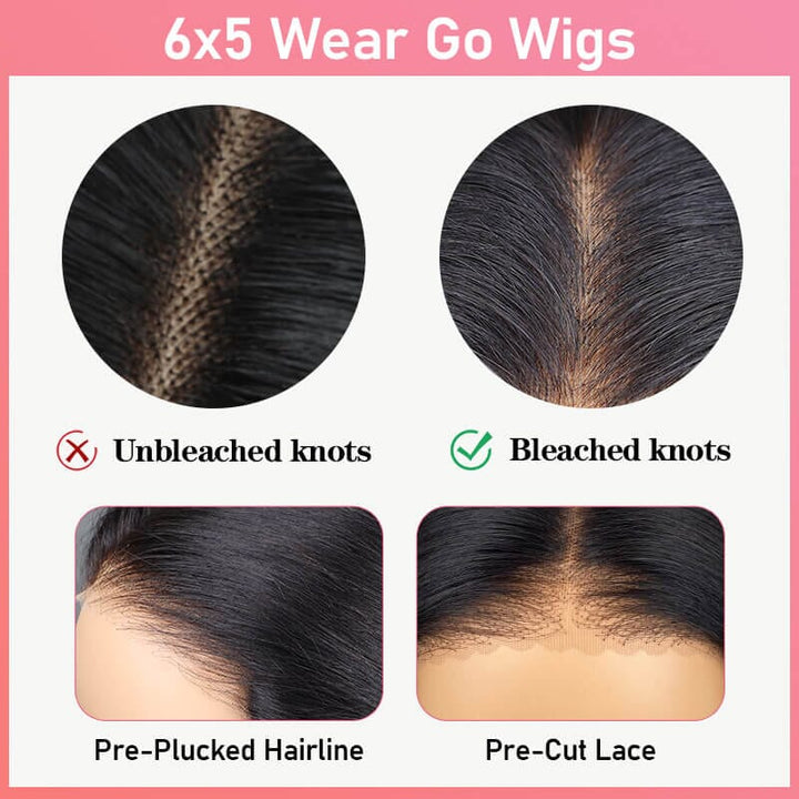 Aligrace Wear &amp; Go 6x5 Pre-Cut Lace Natural Color Straight Wig