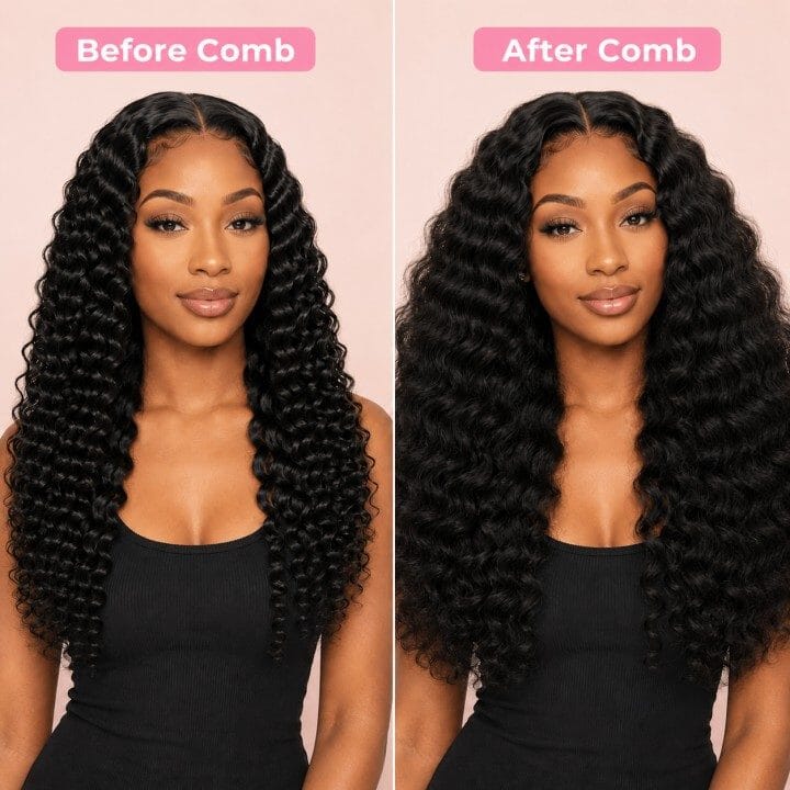 Aligrace Hair Deep Wave Pre-Separated Knotless Crochet Hair Extension Natural Color Feather Soft 100% Human Hair AliGrace