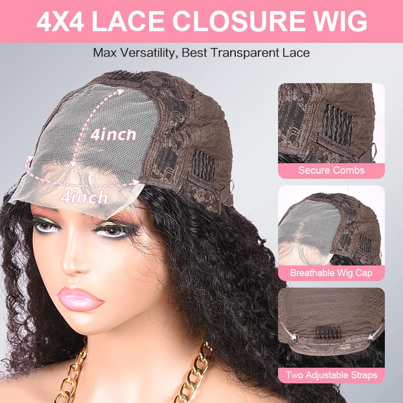 Aligrace 4x4 Lace Deep Wave Human Hair Wig