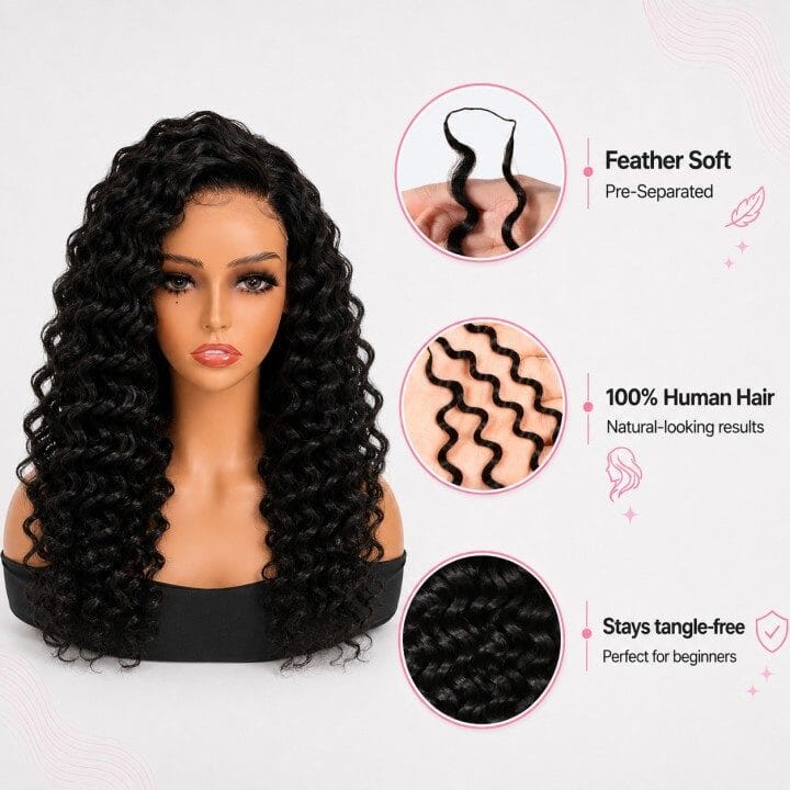 Aligrace Hair Water Wave Crochet Hair Extension Natural Color for Boho Braids Time Saving Hair AliGrace 