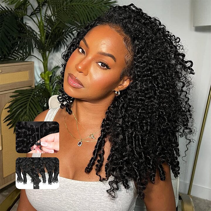 Aligrace Hair Kinky Curly Half Wig InvisiFit Strap Human Hair Wear Go Glueless Wig for Beginners AliGrace 