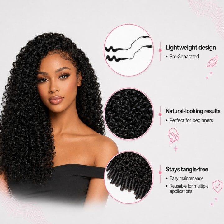 Aligrace Burmese Curly Crochet 100% Human Hair Extension Natural Color Feather Soft AliGrace 
