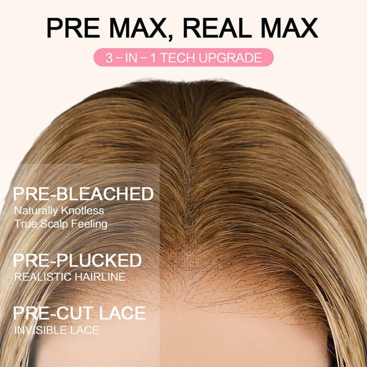 Aligrace Pre Bleached Tiny Knots 6x5 Pre-Cut Lace Straight P6/22 Color Wear &amp; Go Glueless Wig