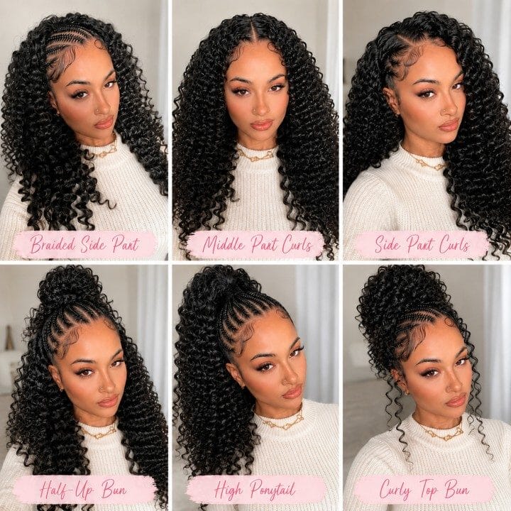 Aligrace Hair Deep Wave Pre-Separated Knotless Crochet Hair Extension Natural Color Feather Soft 100% Human Hair AliGrace