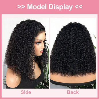 Aligrace 6x5 Pre-Cut Lace 100% Virgin Human Hair Curly Wear Go Glueless C Part Short BoB Wig