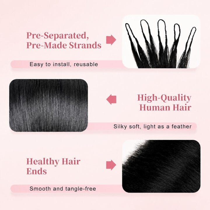 Aligrace Hair Straight Hair Pre-Separated Knotless Crochet Hair Extension Natural Color Feather Soft 100% Human Hair AliGrace 