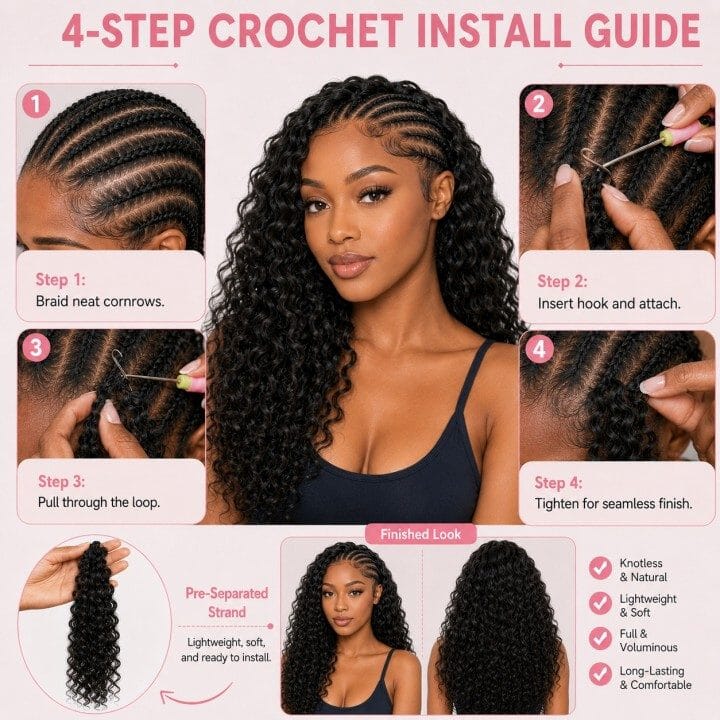 Aligrace Hair Water Wave Crochet Hair Extension Natural Color for Boho Braids Time Saving Hair AliGrace 