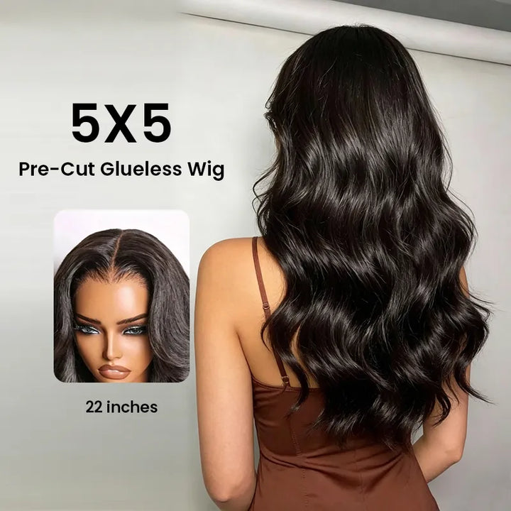 Rear view of the Aligrace 5x5 Lace Body Wave Wear &amp; Go Wig on a model