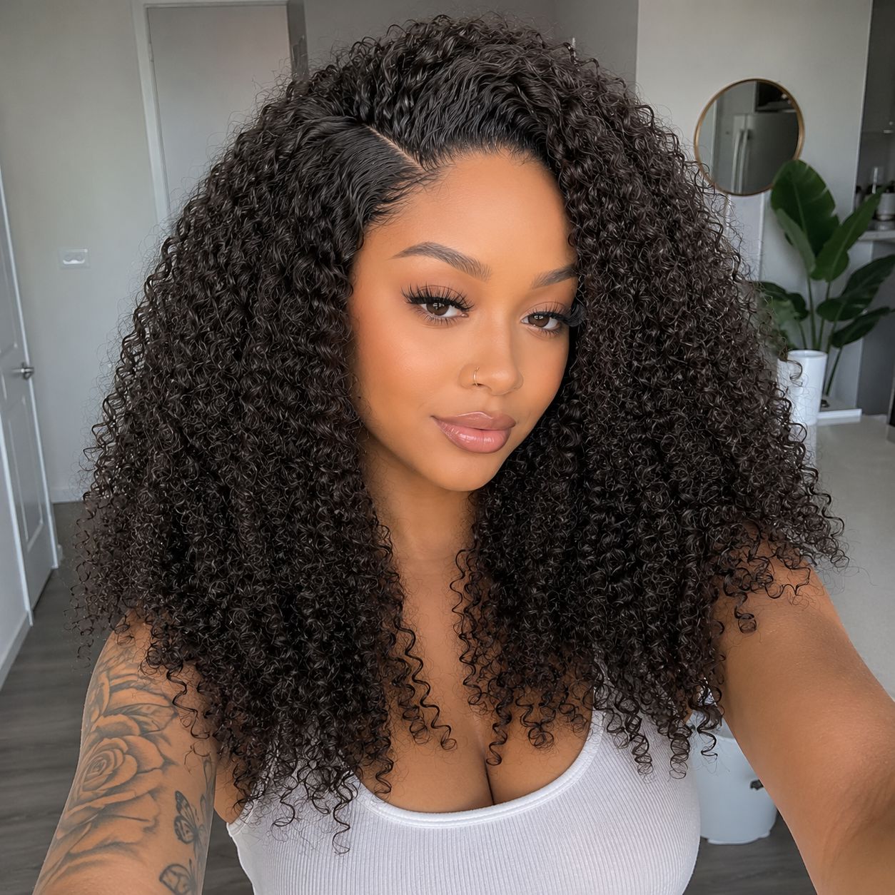 Aligrace Hair Kinky Curly Half Wig InvisiFit Strap Human Hair Wear Go Glueless Wig for Beginners AliGrace