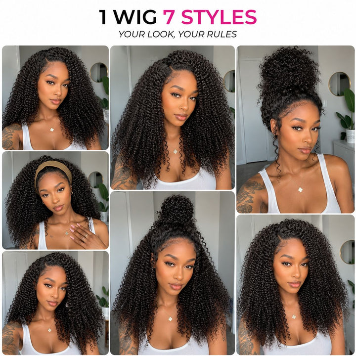 Aligrace Hair Kinky Curly Half Wig InvisiFit Strap Human Hair Wear Go Glueless Wig for Beginners AliGrace 