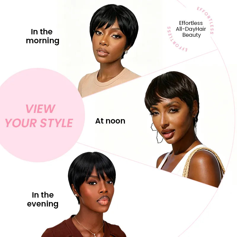 All-day styling with the Aligrace Natural Color Pixie Cut Straight Wig