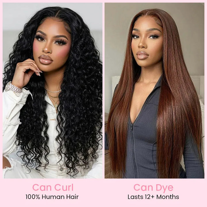 Curled and dyed looks created with the Aligrace 6x5 Pre-Cut Glueless Straight Wig