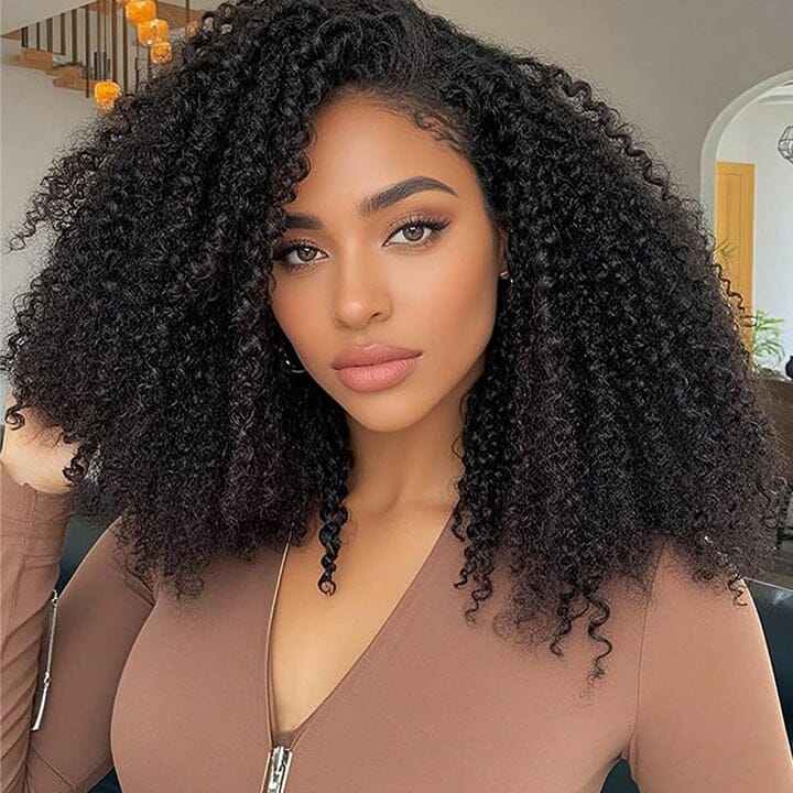 Aligrace Hair Kinky Curly Half Wig InvisiFit Strap Human Hair Wear Go Glueless Wig for Beginners AliGrace 