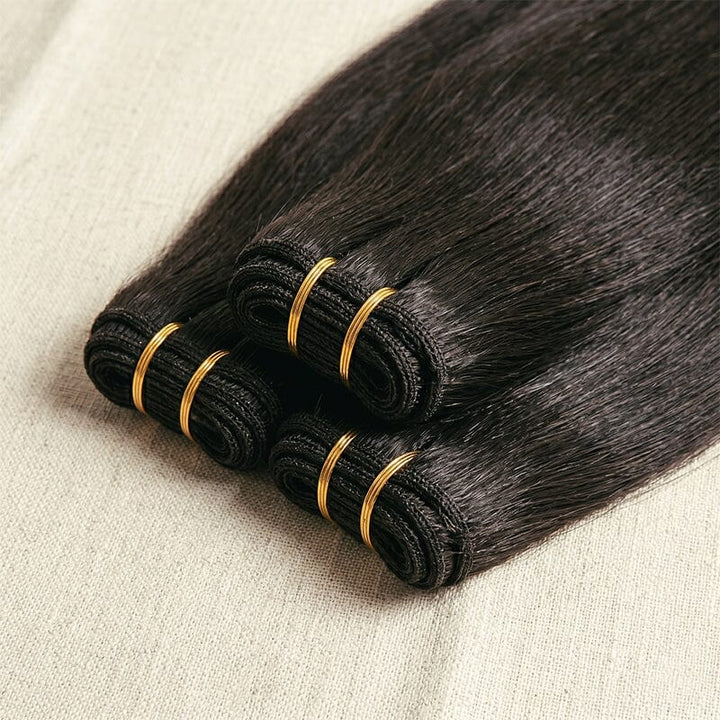 Ali Grace Hair Silky Straight Human Hair Bundles with 5x5 Closure 100% Real Hair, Full &amp; Tangle-Free AliGrace 
