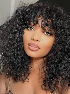 Ali Grace Full Machine Made Kinky Curly Wig With Bangs