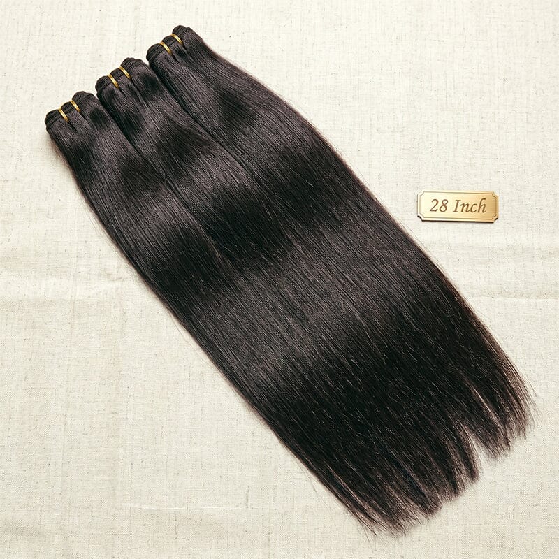 28 Inch Brazilian Straight Human Hair Bundles – 100% Virgin Hair Extensions for Black Women, Silky Soft & Full AliGrace 