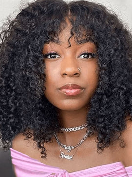 Ali Grace Full Machine Made Kinky Curly Wig With Bangs