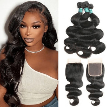 Ali Grace Hair Body Wave Haarbündel 3-teilig mit 4x4 Spitzenverschluss