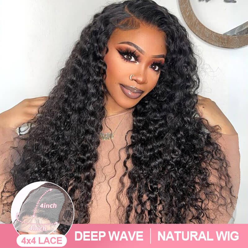 Aligrace 4x4 Lace Deep Wave Human Hair Wig