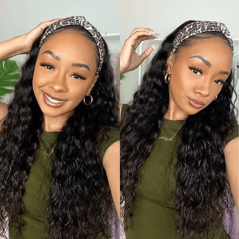 Aligrace Hair Headband Water Wave Human Hair Wigs