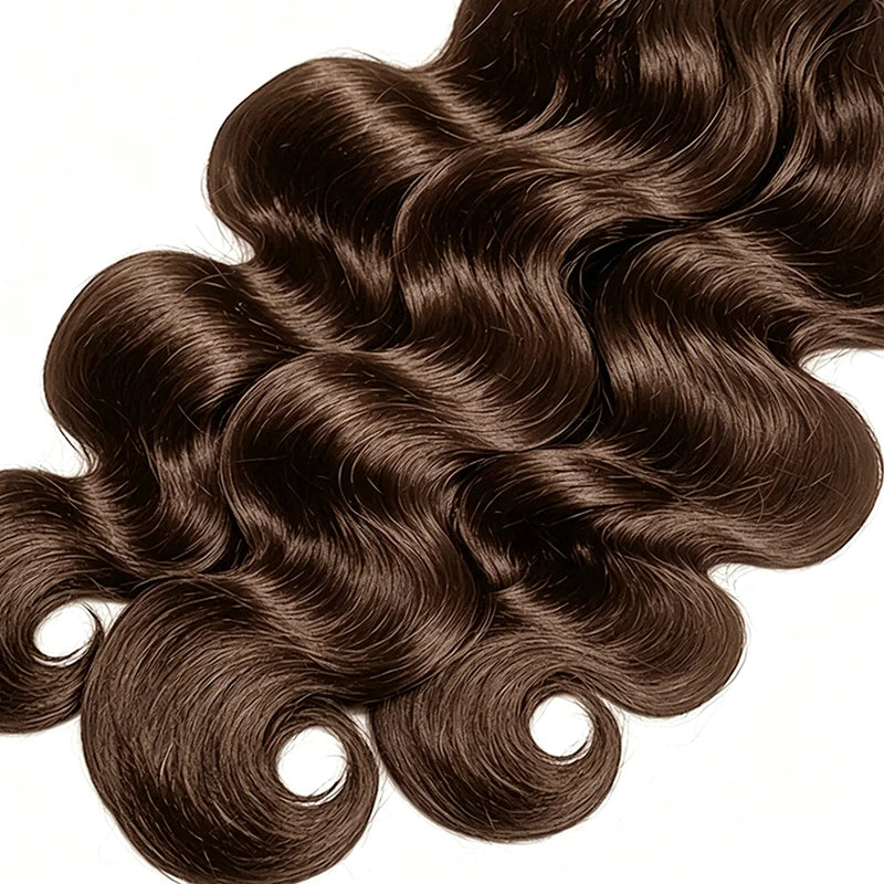 Chocolate Brown Body Wave Crochet Human Hair Extension with Natural Wave Pattern for Boho Braids and Protective Styles