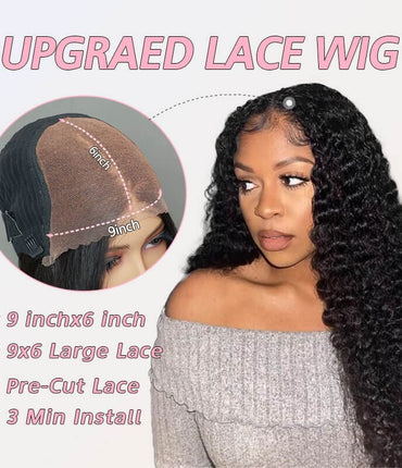 Aligrace 9x6 Lace Kinky Curly Wear & Go Pre-Cut Glueless Wig
