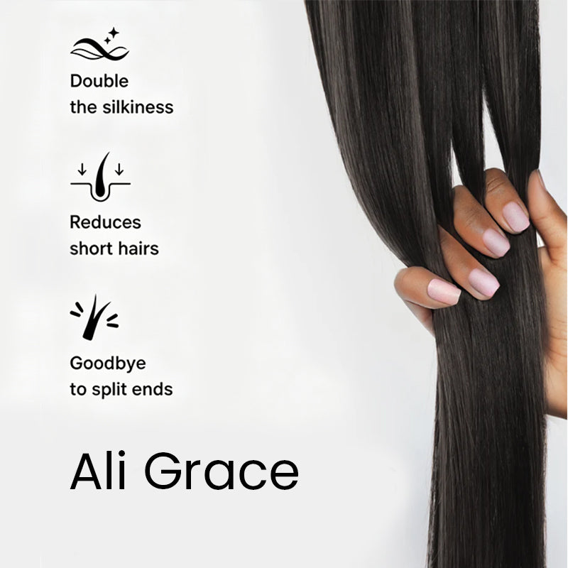 Close-up of Aligrace straight human hair bundles showing smooth texture, full ends, and premium quality