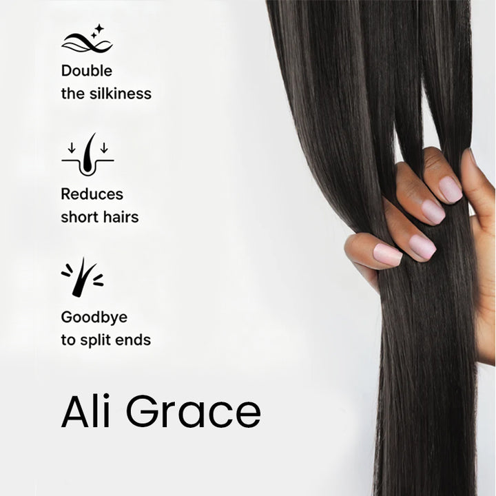 Close-up of Aligrace straight human hair bundles showing smooth texture, full ends, and premium quality