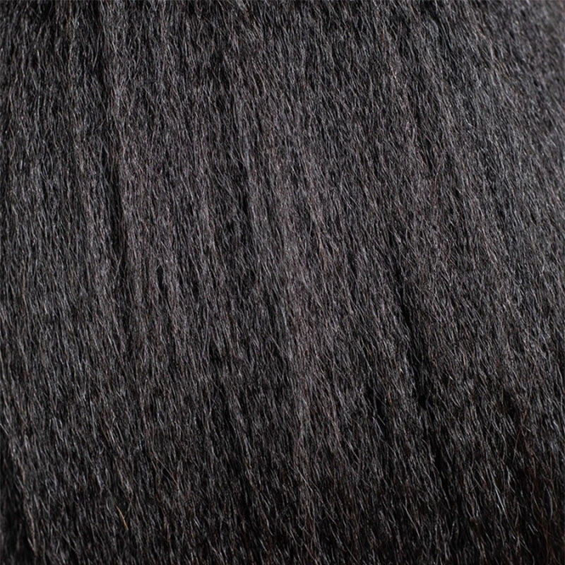 Kinky Straight Bob Half Wig 100% Human Hair product close up showing natural blowout texture, full body and premium quality