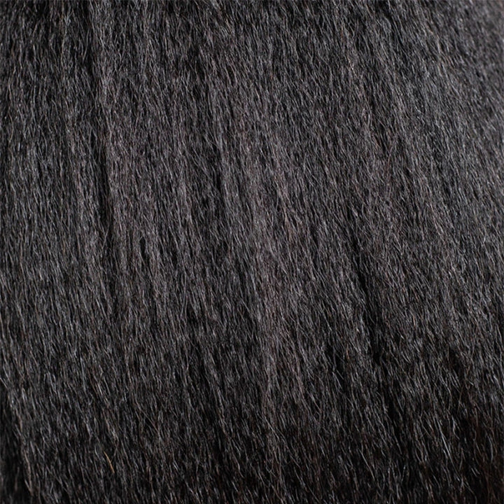 Kinky Straight Bob Half Wig 100% Human Hair product close up showing natural blowout texture, full body and premium quality