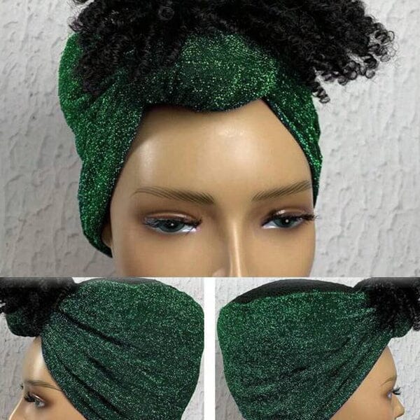Aligrace Hair Afro Puff Head-Wrap Wigs with Bangs