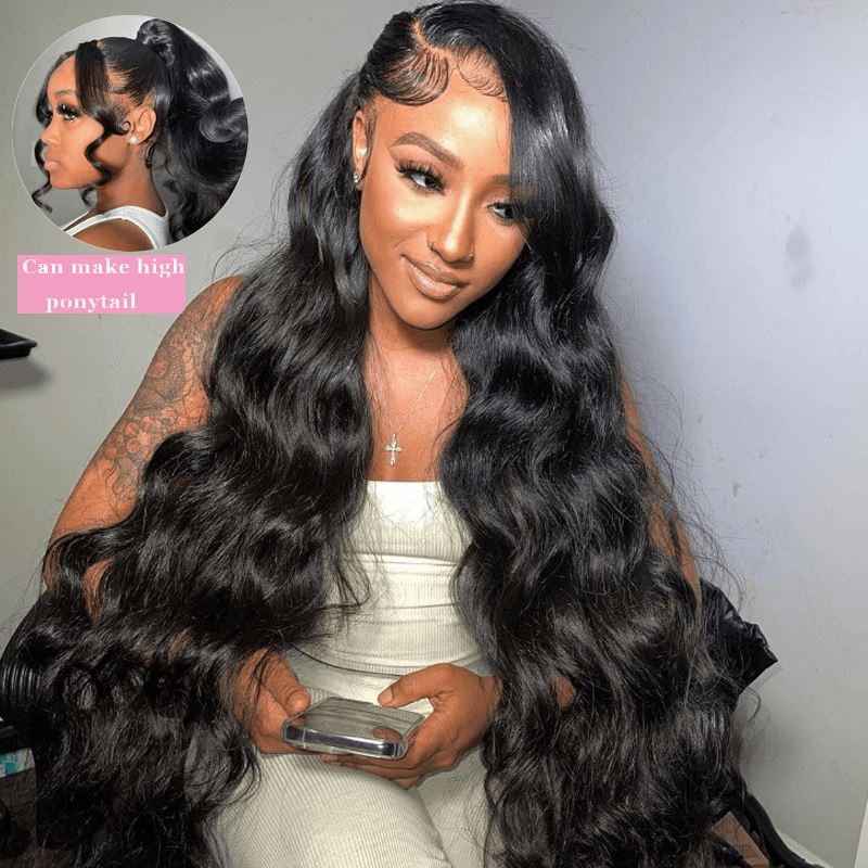 Ali Grace Body Wave 360 Lace Human Hair Wig model and product detail showing soft wave texture, premium hair strands and natural shine