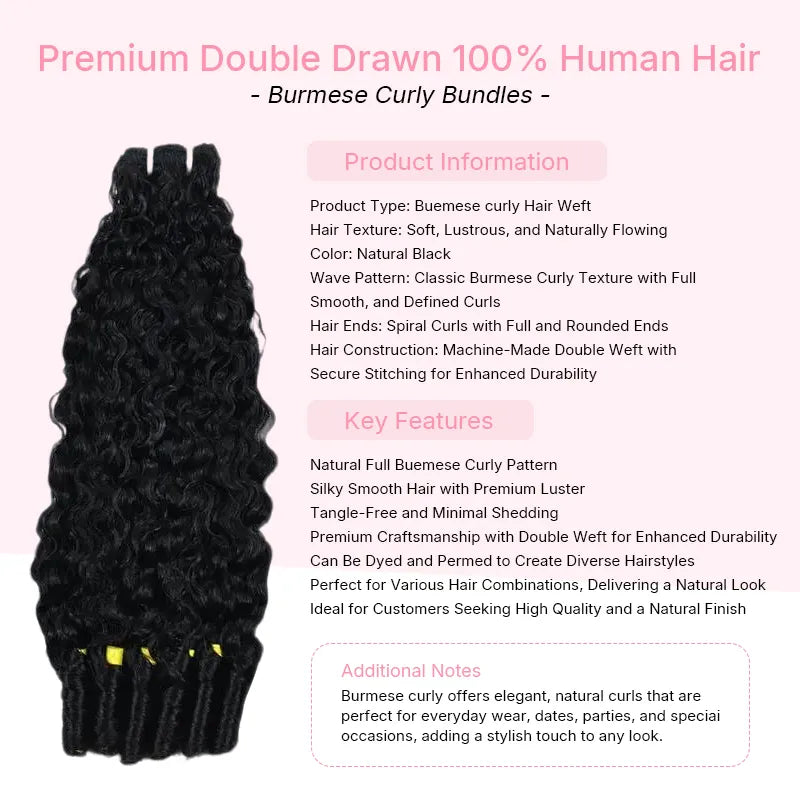 Ali Grace Burmese Curly Hair Bundles highlighting naturally defined curls, full volume, soft texture, and bouncy movement
