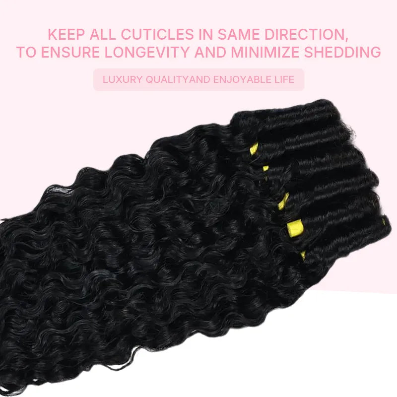 Close-up detail of Ali Grace Burmese Curly Human Hair Bundles showing soft, defined curls and natural texture