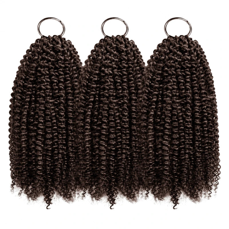Ali Grace Chocolate Brown Kinky Curly Crochet Human Hair Extension bundle with soft curls, premium human hair quality, and natural chocolate brown color