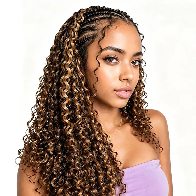 Ali Grace #4/27 Highlight Deep Wave Crochet Hair Model Look with Defined Waves, Natural Highlight Blend, Soft Human Hair Texture and Full Volume Style