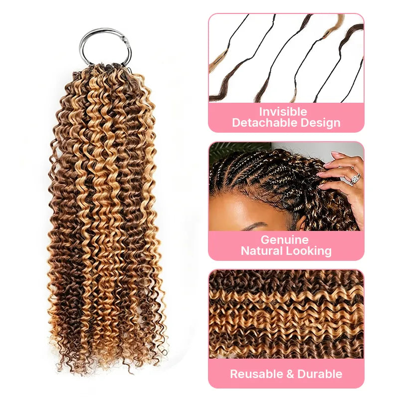 Ali Grace #4/27 Highlight Kinky Curly Human Hair Crochet Extension product and detail view featuring premium hair quality, soft curls, highlight dimension and reusable texture